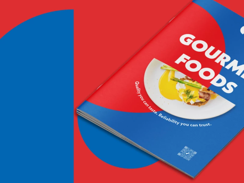 Gourmet Foods Print Brochure Catalog Design Mockup