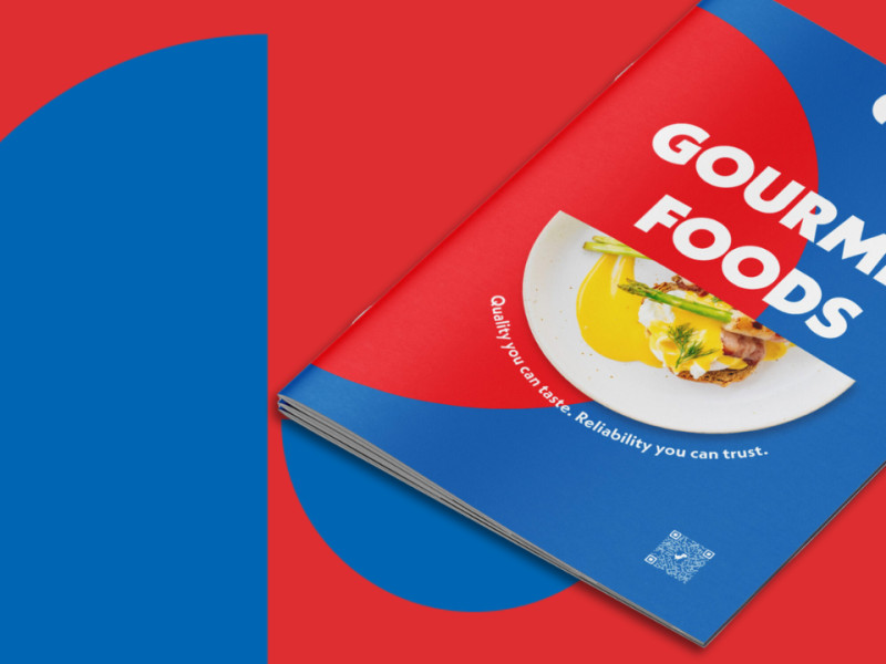 Gourmet Foods Print Brochure Catalog Design Mockup