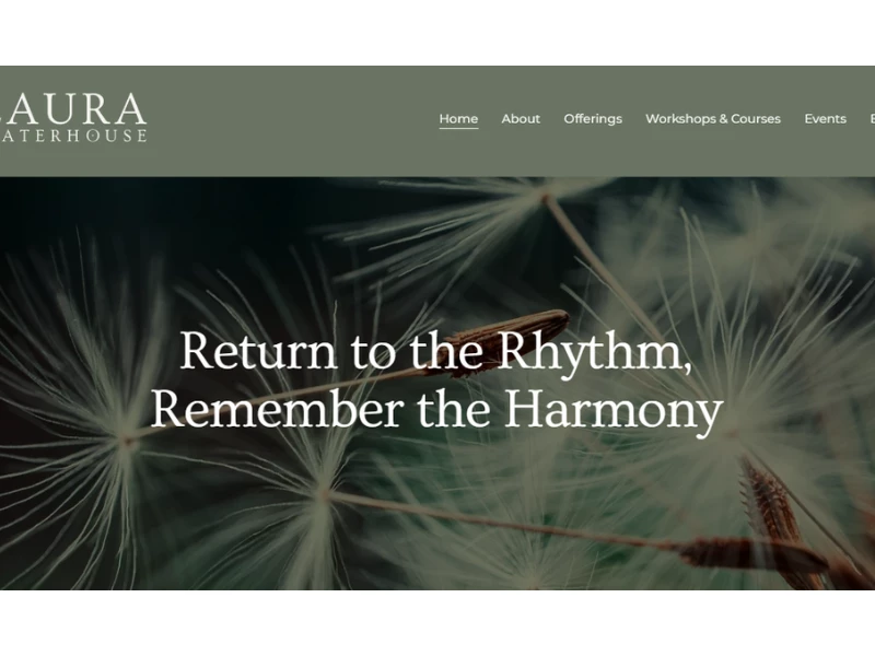 Laura Waterhouse homepage website design by Our New Earth Design Studio.