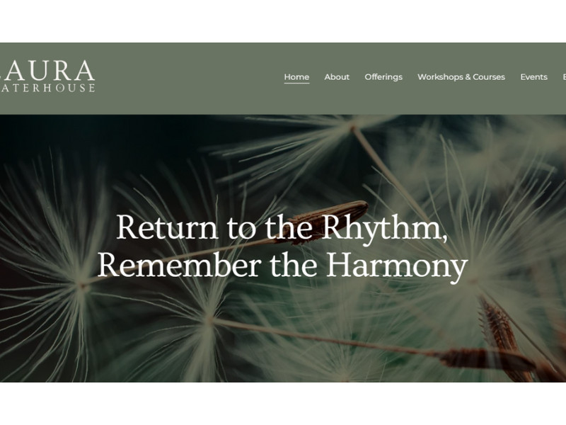 Laura Waterhouse homepage website design by Our New Earth Design Studio.