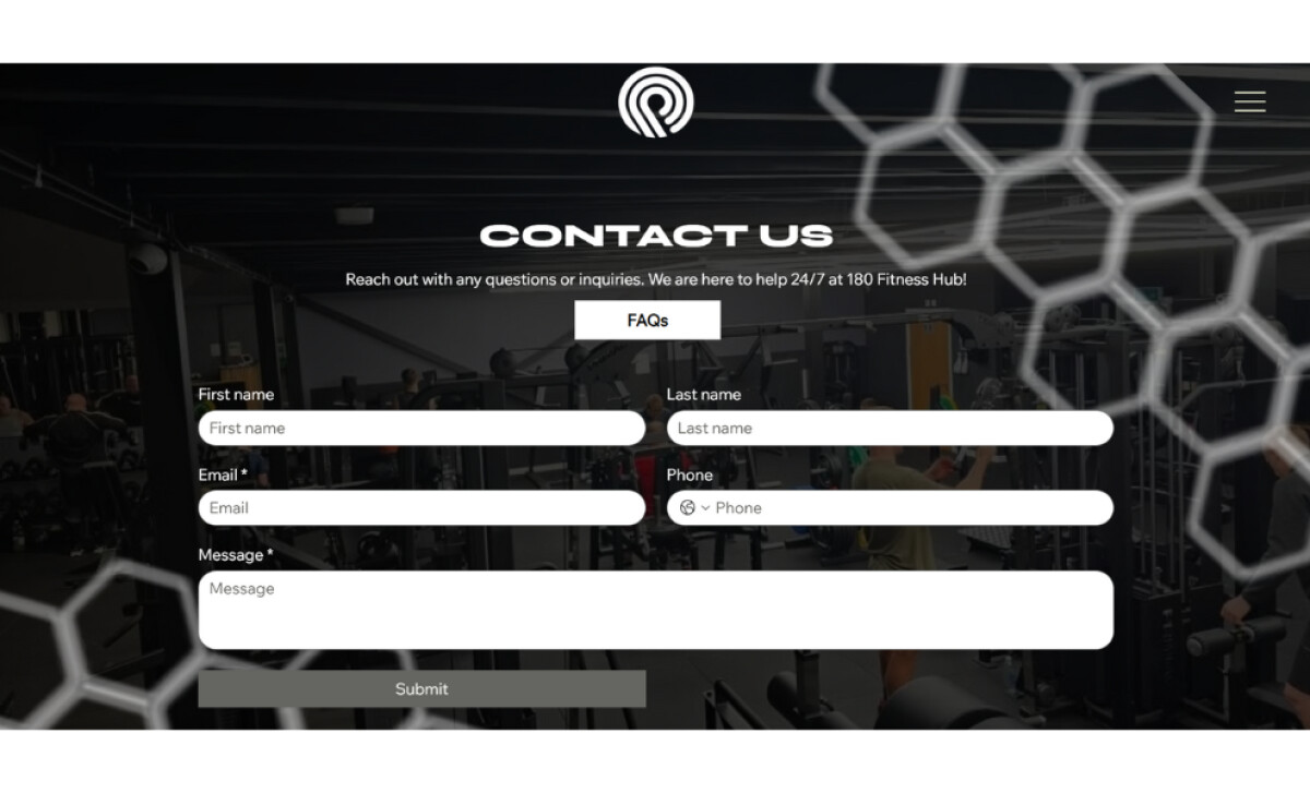 180 Fitness Hub contact page