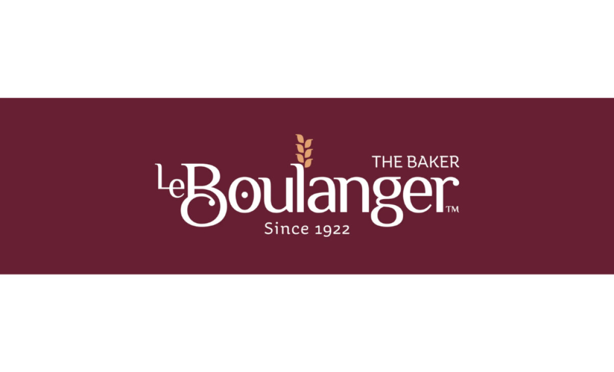 Le Boulanger logo design on maroon background