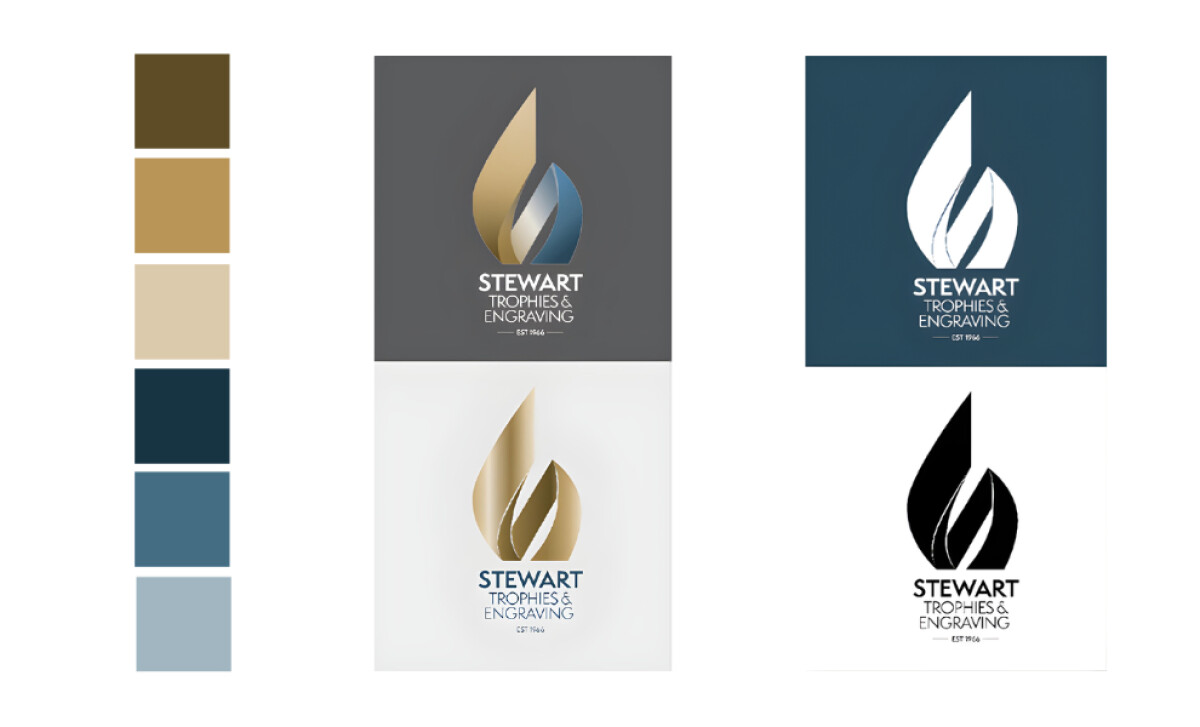 Stewart Trophies & Engraving logo design by Sandra Barnes