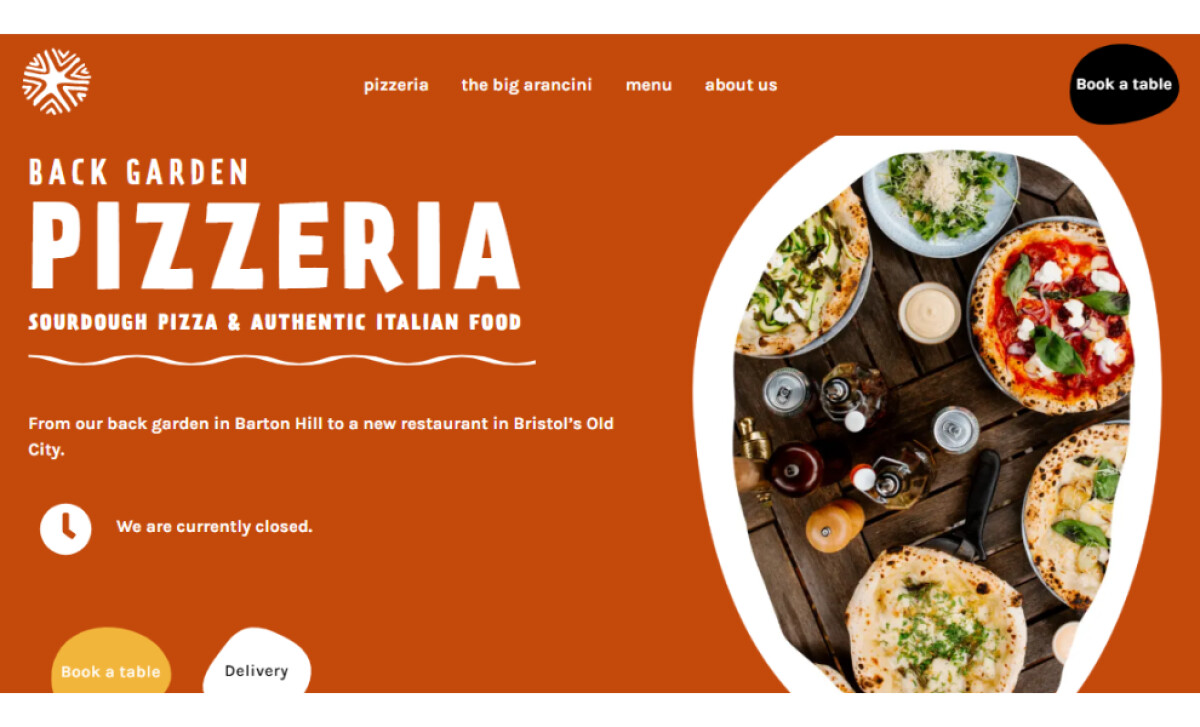 Back Garden Pizzeria website design by Matt Blount.