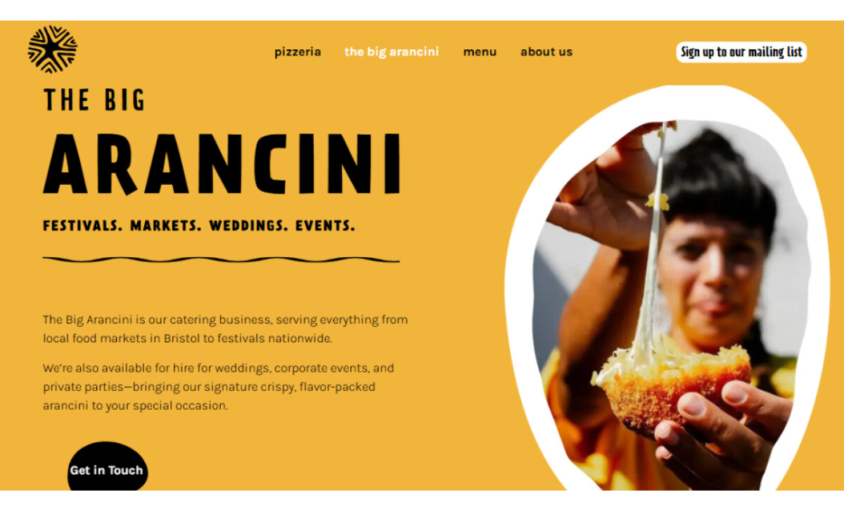 Back Garden Pizzeria the big arancini page by Matt Blount.