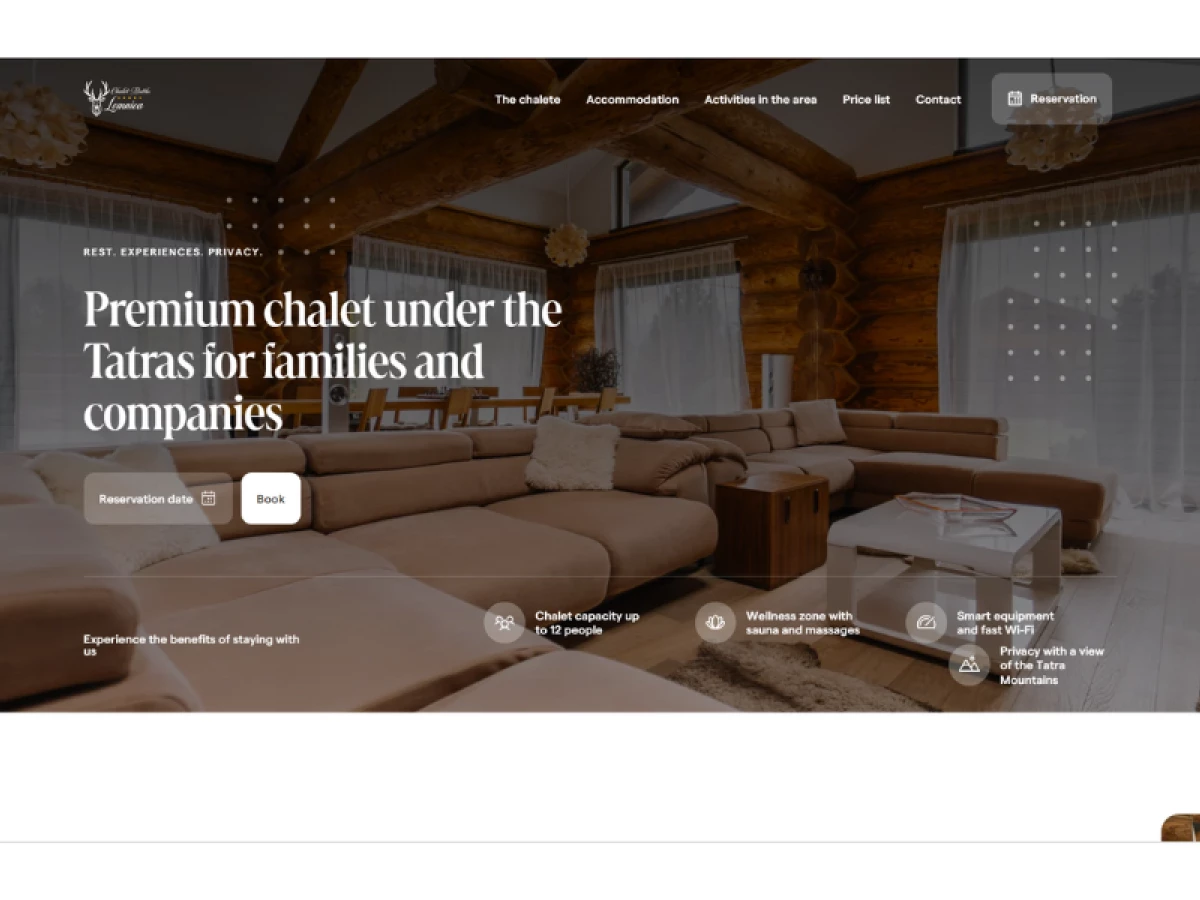 Chalet Matthe website design by SCR design