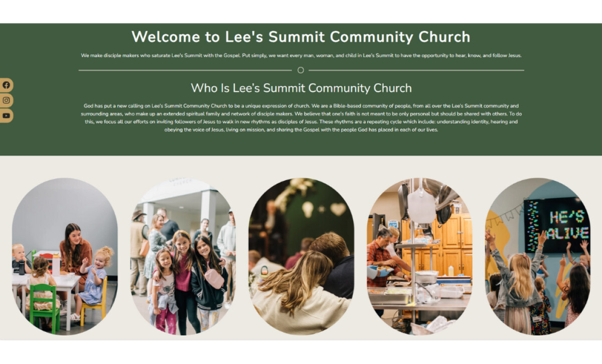 Lee’s Summit Community Church homepage design by Igniting Business