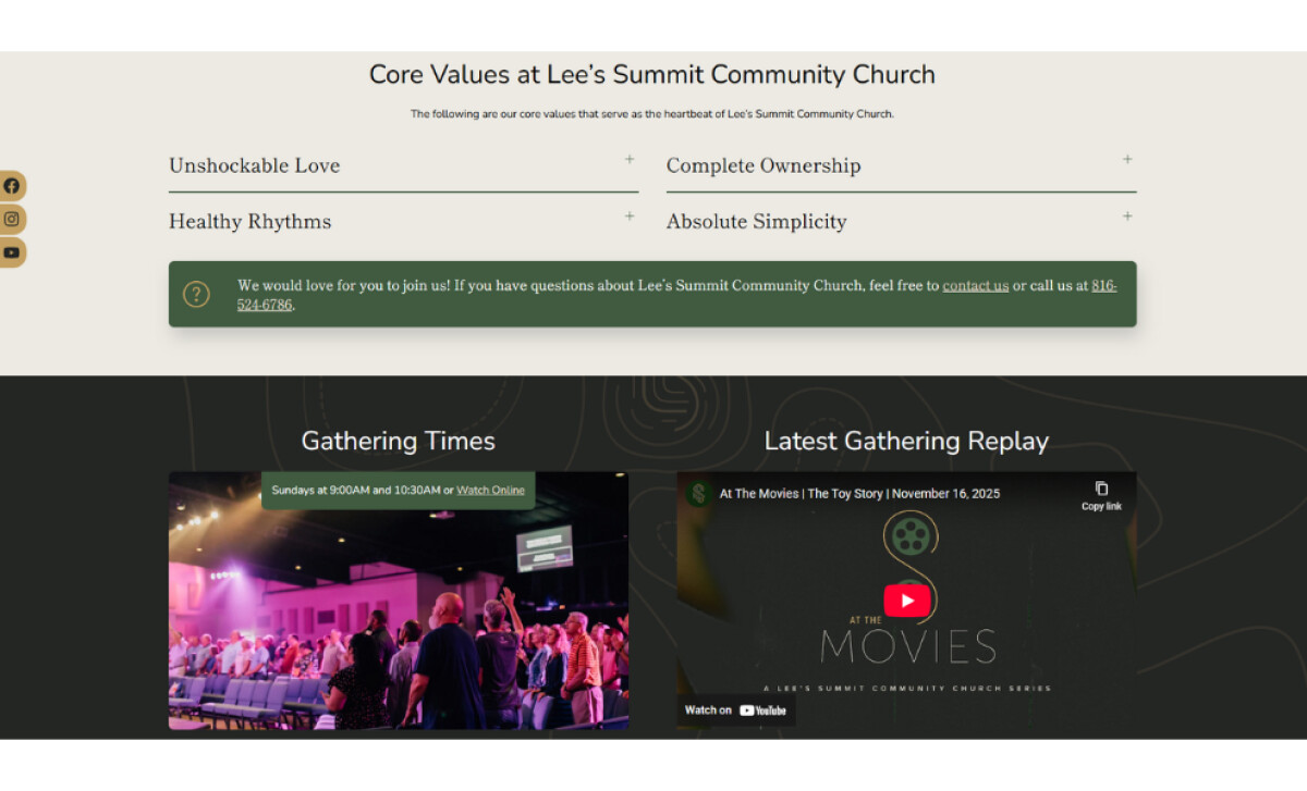 Lee’s Summit Community Church website video feature