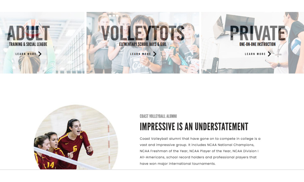 Coast Volleyball about page by Storm Brain.