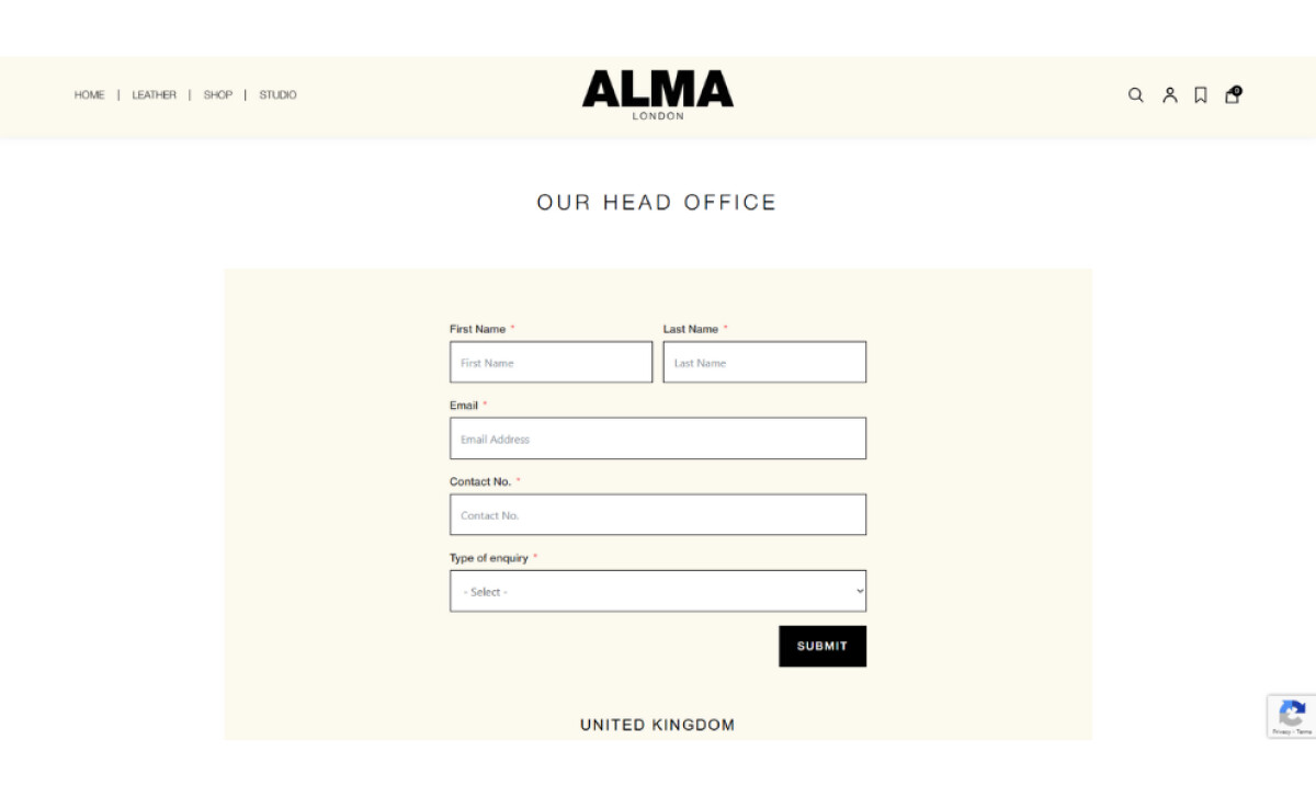 Alma 1938 contact page