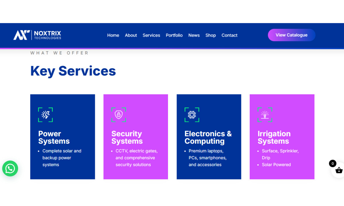 Notrix Technologies website design by Gilson Techs.