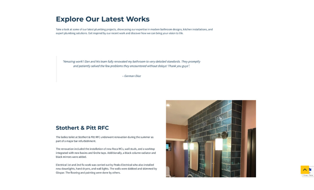 Burcombe Plumbing website design by Onpoint Creations