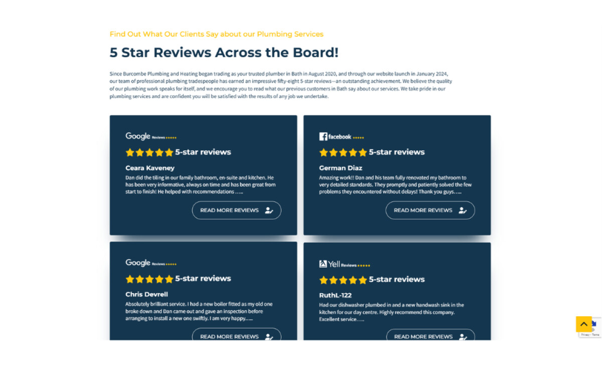 Burcombe Plumbing website design by Onpoint Creations