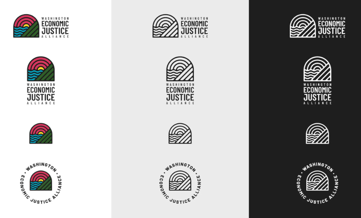 Washington Economic Justice Alliance logo variations by Etali Design.