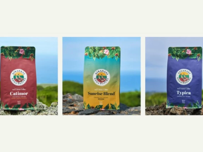 Ainanani Kona Coffee packaging design by Inkroast.