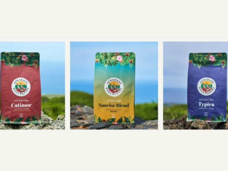 Ainanani Kona Coffee packaging design by Inkroast.