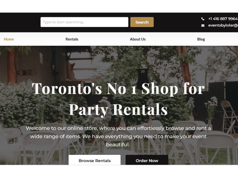 Eventsbylolar Rentals homepage website design by Made with Lux.