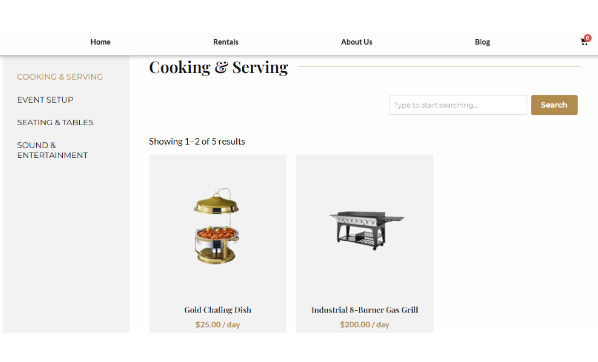 Eventsbylolar Rentals services page by Made with Lux.