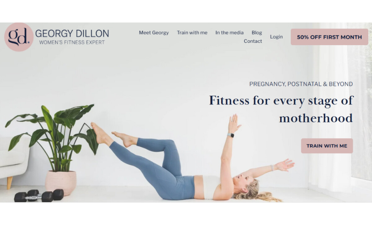 Georgy Dillon PT homepage website design by Kohlab Creative.