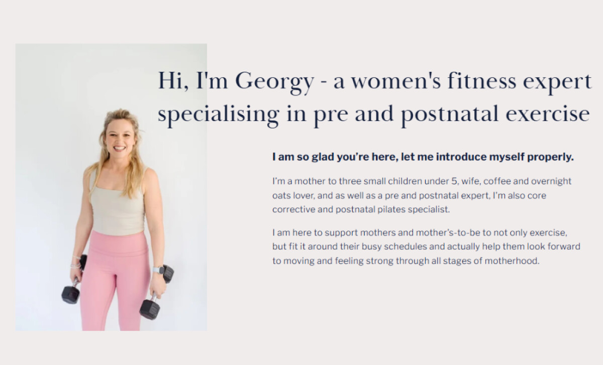 Georgy Dillon PT about page by Kohlab Creative.