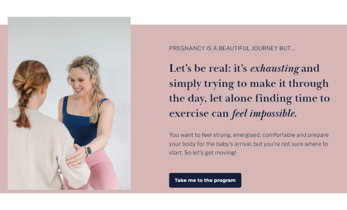 Georgy Dillon PT pregnancy fitness page by Kohlab Creative.