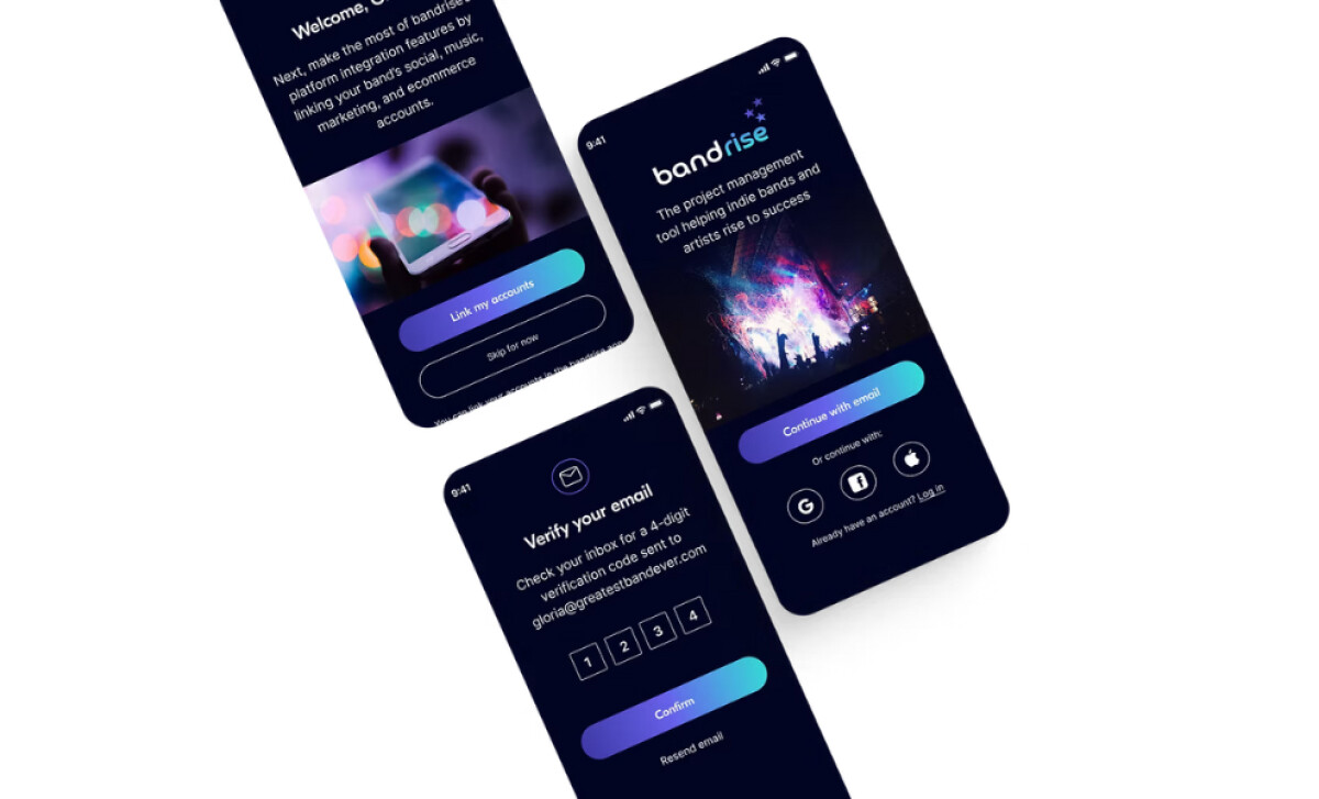 Bandrise App Design by Marti Walker Design