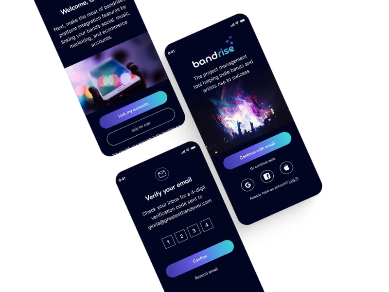 Bandrise App Design by Marti Walker Design