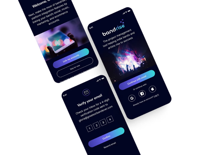 Bandrise App Design by Marti Walker Design