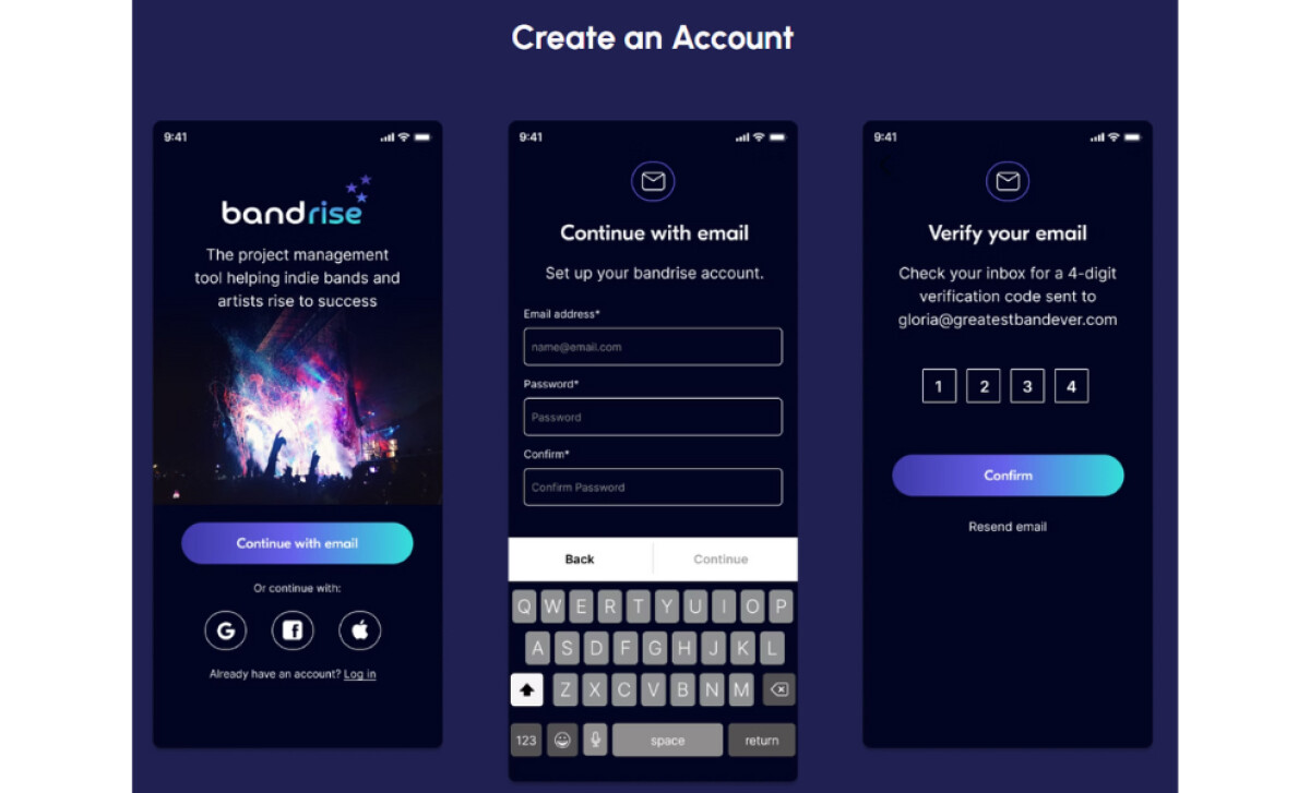 Bandrise App Design by Marti Walker Design