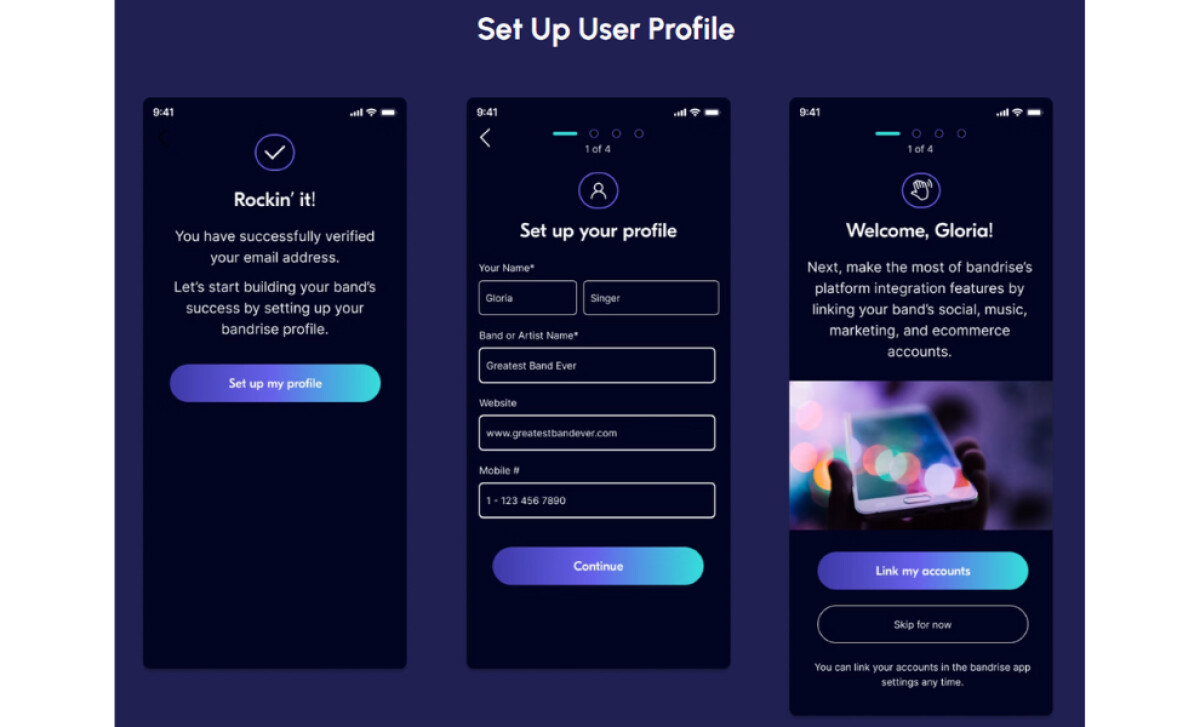 Bandrise App Design by Marti Walker Design