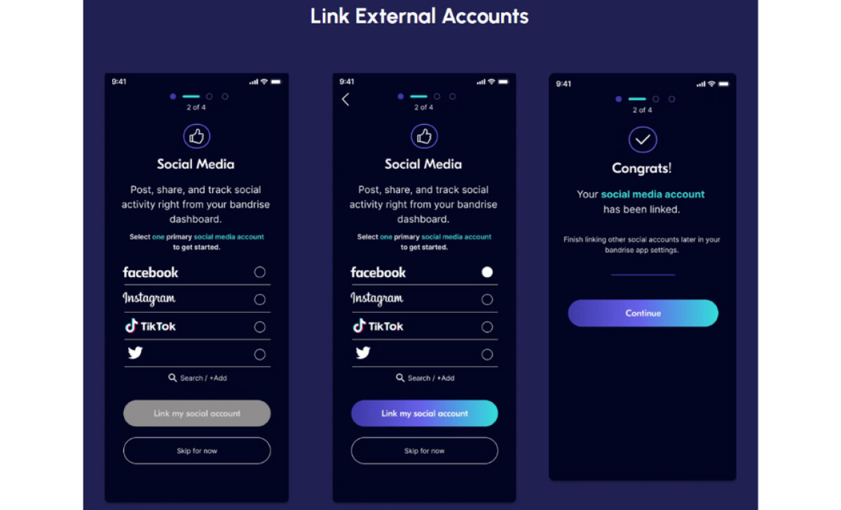 Bandrise App Design by Marti Walker Design
