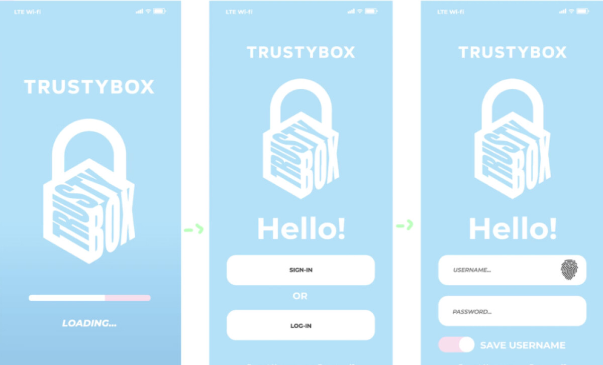 TrustyBox app design by Clarissa A. Ferguson.