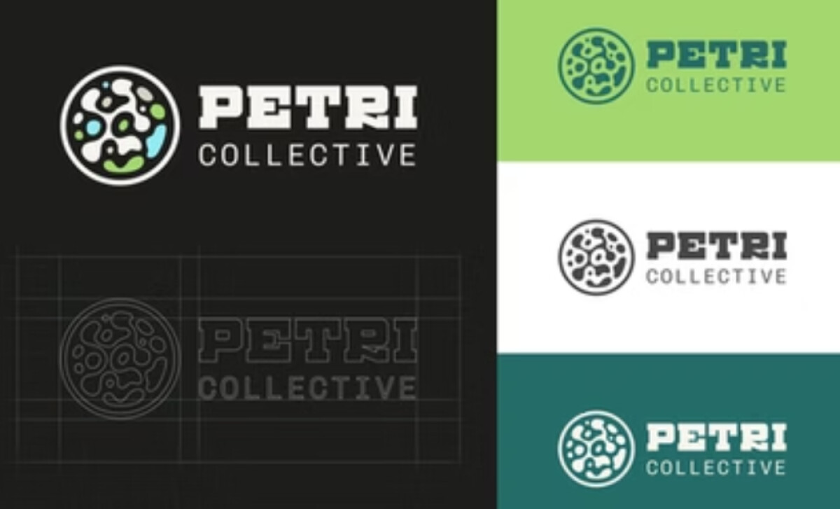 Petri Collective logo variations design by Chirpy Bird Studio.