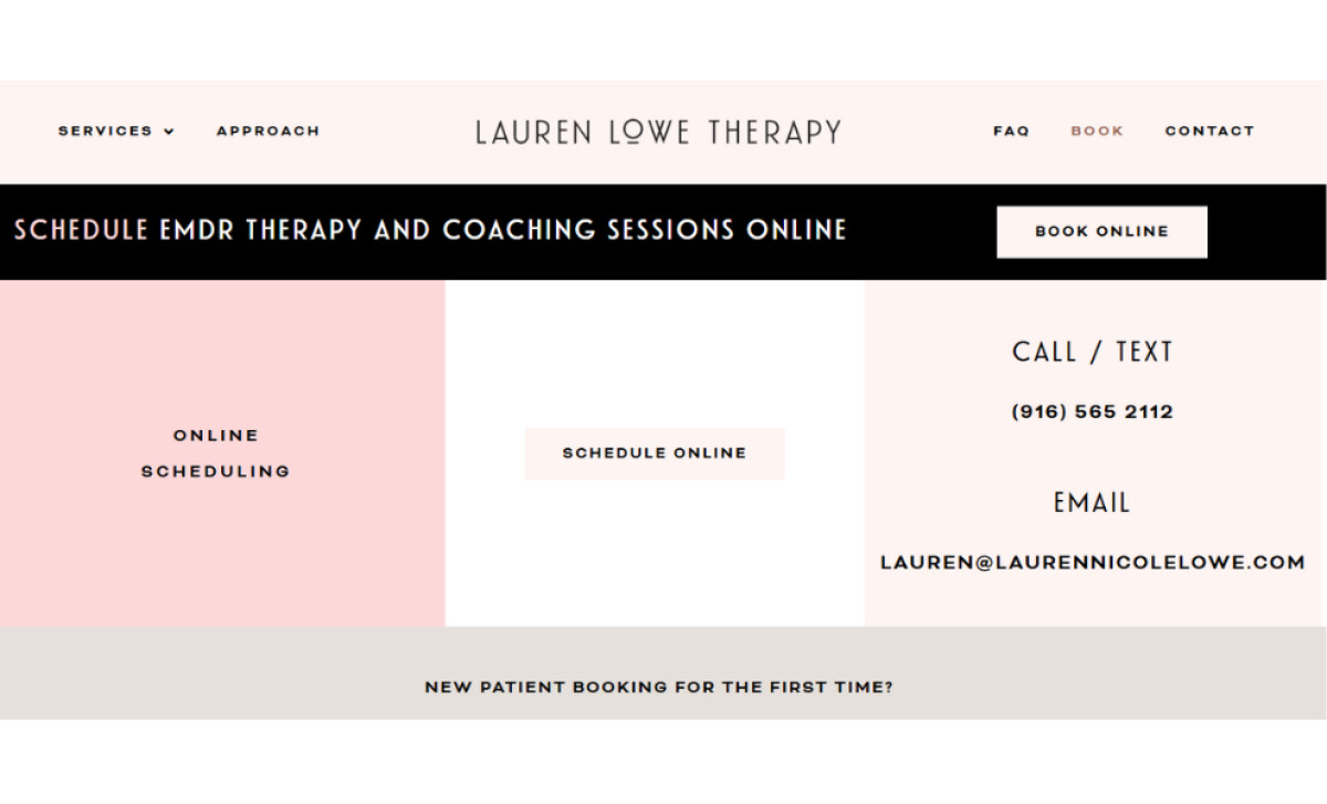 Lauren Lowe Therapy website design by Thrasher Design Studio.