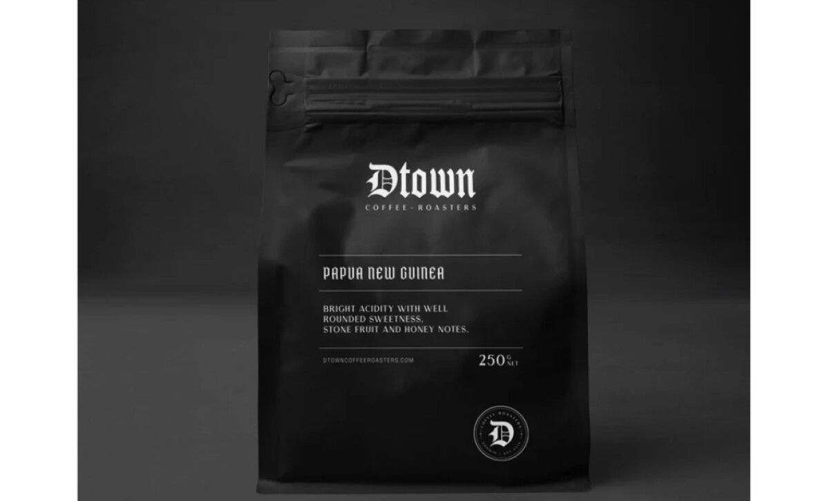 Dtown Coffee Roasters packaging design by At Heart Studio.