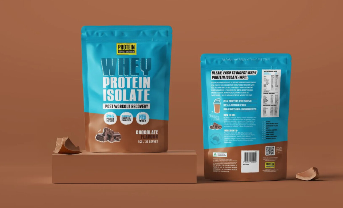 Protein Supplies Australia packaging design by Gaze Creative.