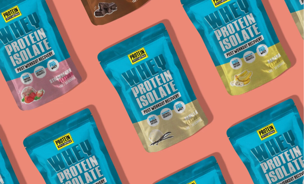Protein Supplies Australia packaging design by Gaze Creative.
