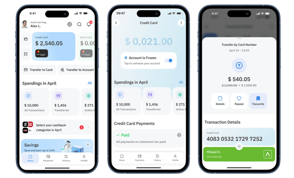 Mobile phone mockup of UnitBank App