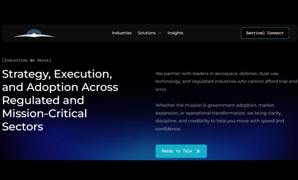 Sentinel Horizon website design by Whiskey and Red.
