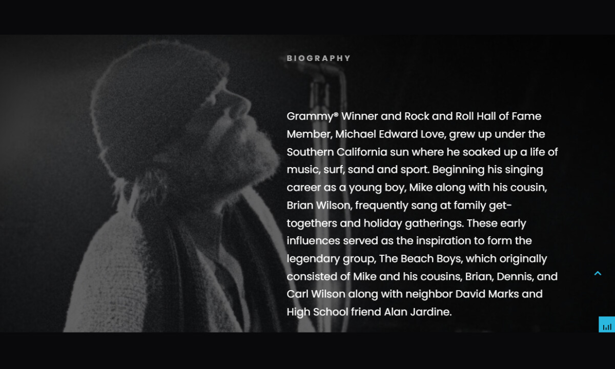 Mike Love - Beach Boys website design by 15 North.