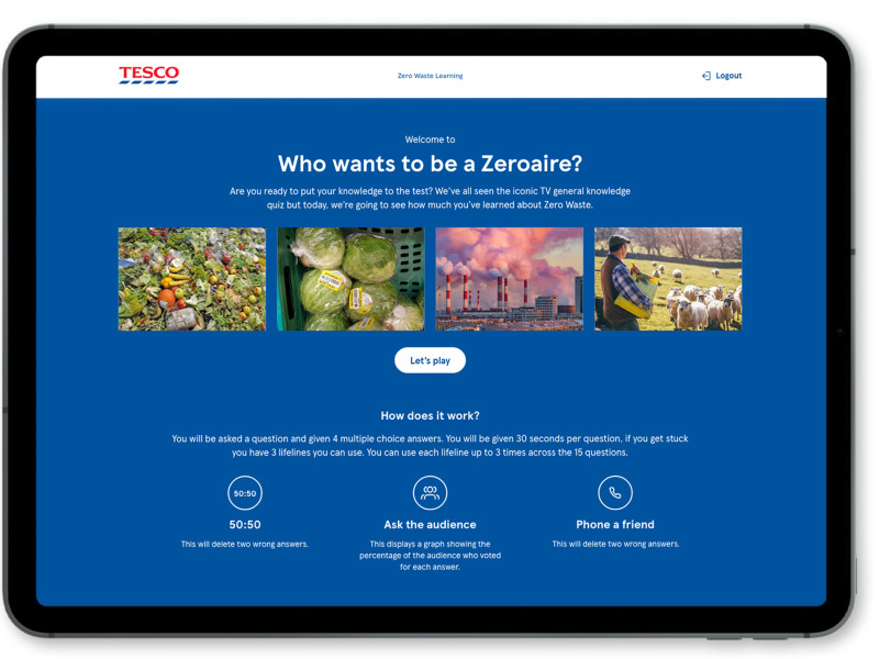 Tesco Zero Waste Learning website design by Electric Circus.