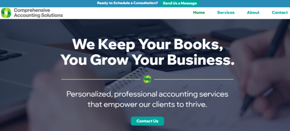 Comprehensive Accounting Solutions website design by Bitsy Plus Design.