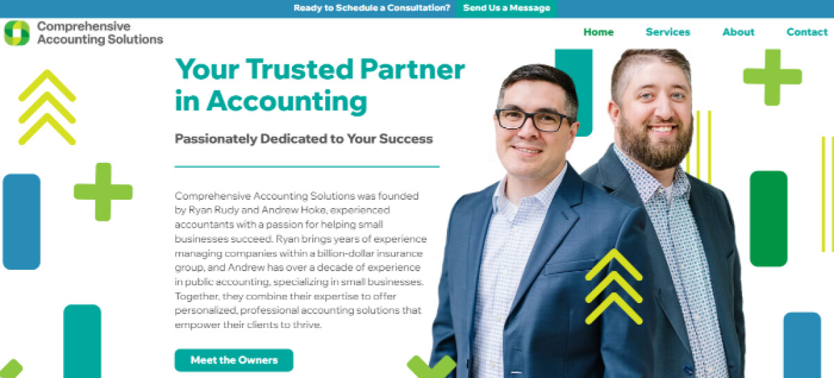 Comprehensive Accounting Solutions website design by Bitsy Plus Design.