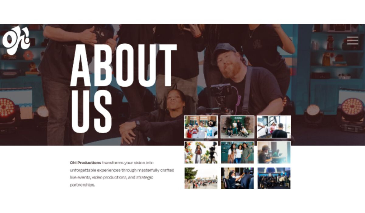 Oh! Productions website design by Ravel Brands.