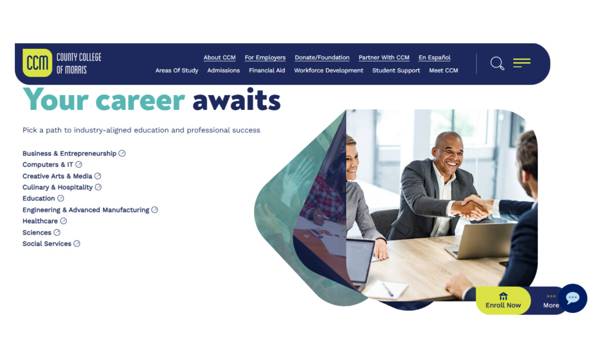 County College of Morris website design by eDesign Interactive