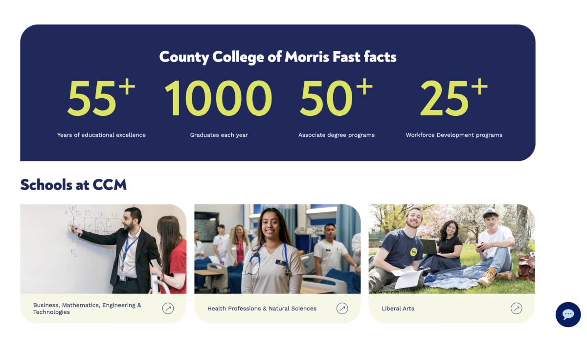 County College of Morris website design by eDesign Interactive