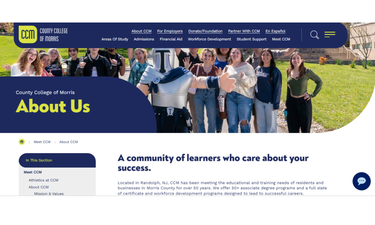 County College of Morris website design by eDesign Interactive