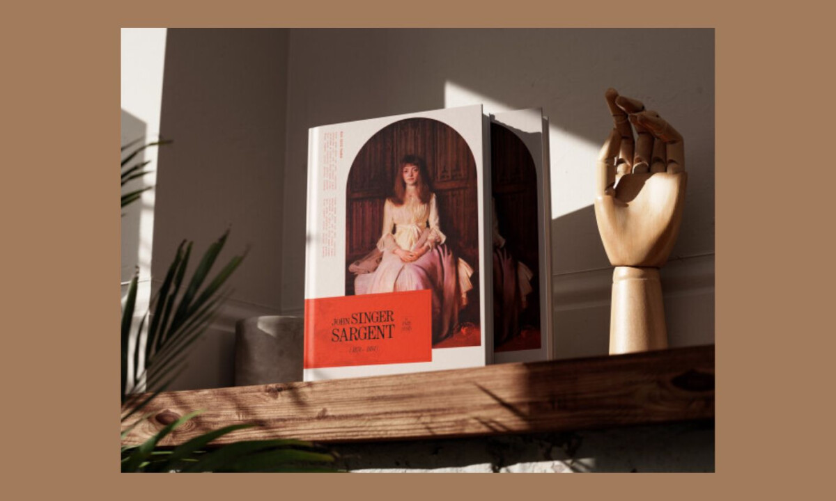 Hardcover cover design framed by bold color blocking and centered portrait