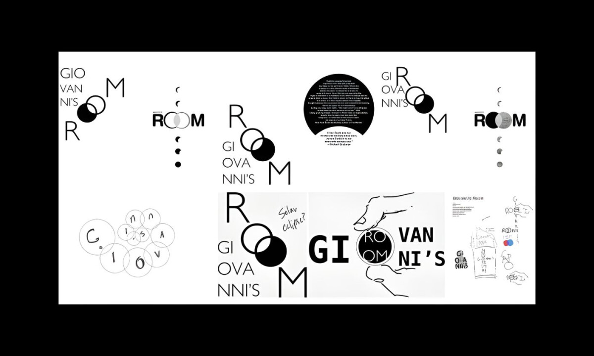 Process board revealing typographic experimentation and geometric studies