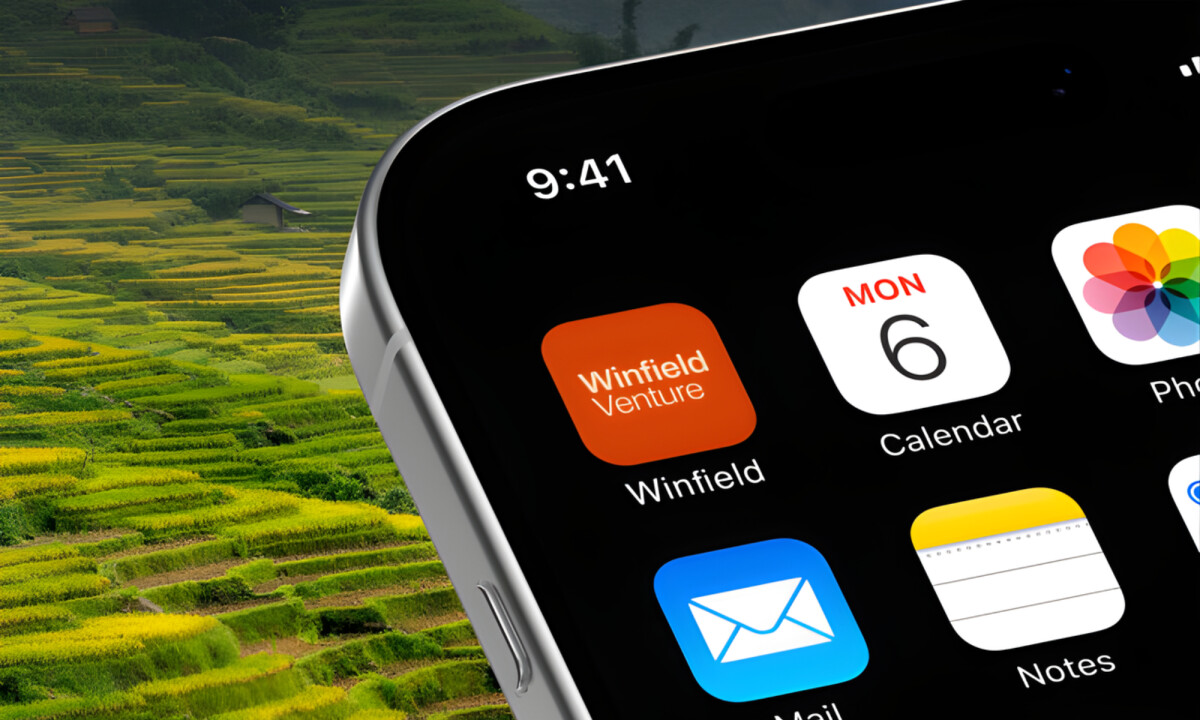 App icon featuring minimal orange Winfield Venture mark